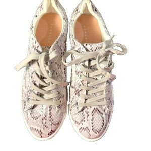 Topshop COLA Snakeskin Beige Brown Tan Gray Multicolor Lace Up Sneakers SZ 11.5